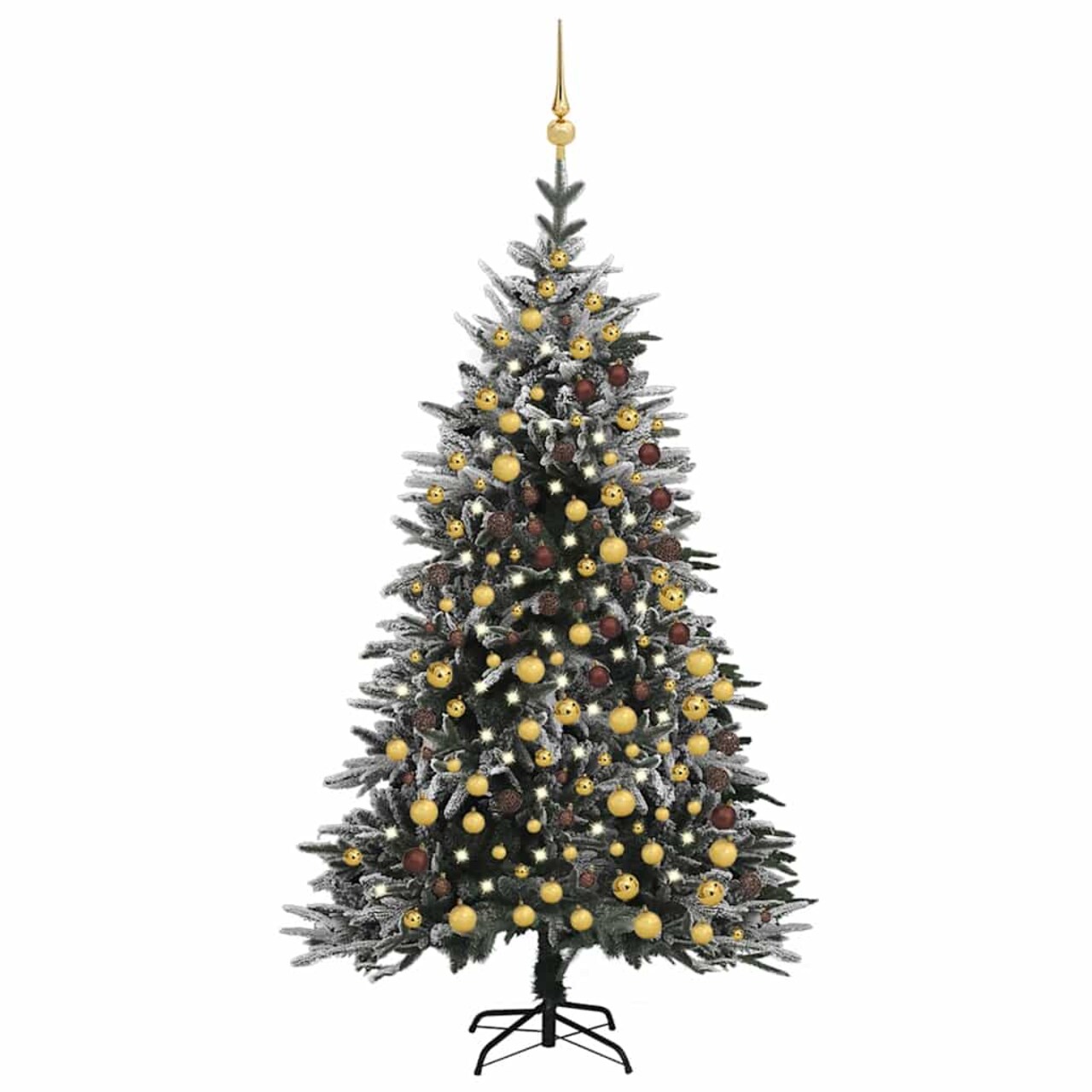 vidaXL Artificial Christmas Tree Green, Flocked White PVC, PE, Steel